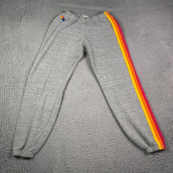 Aviator Nation 5-Stripe Sweatpants Womens Small Gray Joggers Embroidered Rainbow - Picture 2 of 9